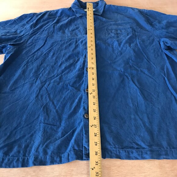 Tommy Bahama 100% Silk Hawaiian Shirt Men XL Blue Button Up Pocket Short Sleeve - Picture 5 of 12
